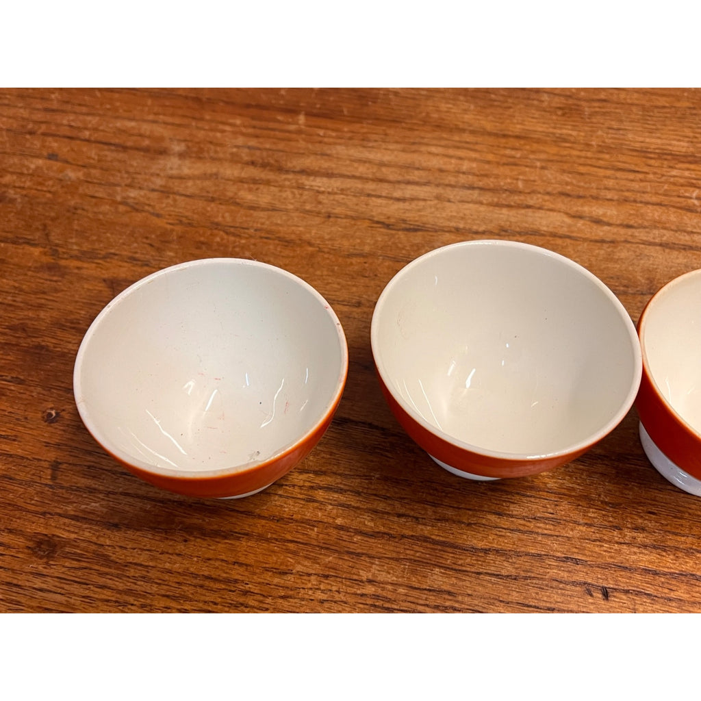 Vintage 1920s Art Deco Société Céramique Maastricht Orange Footed Cups Holland 4pc