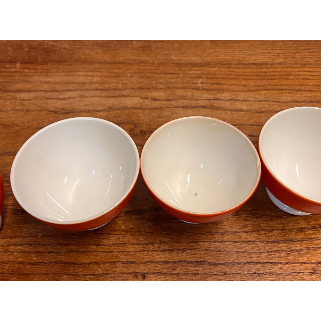 Vintage 1920s Art Deco Société Céramique Maastricht Orange Footed Cups Holland 4pc