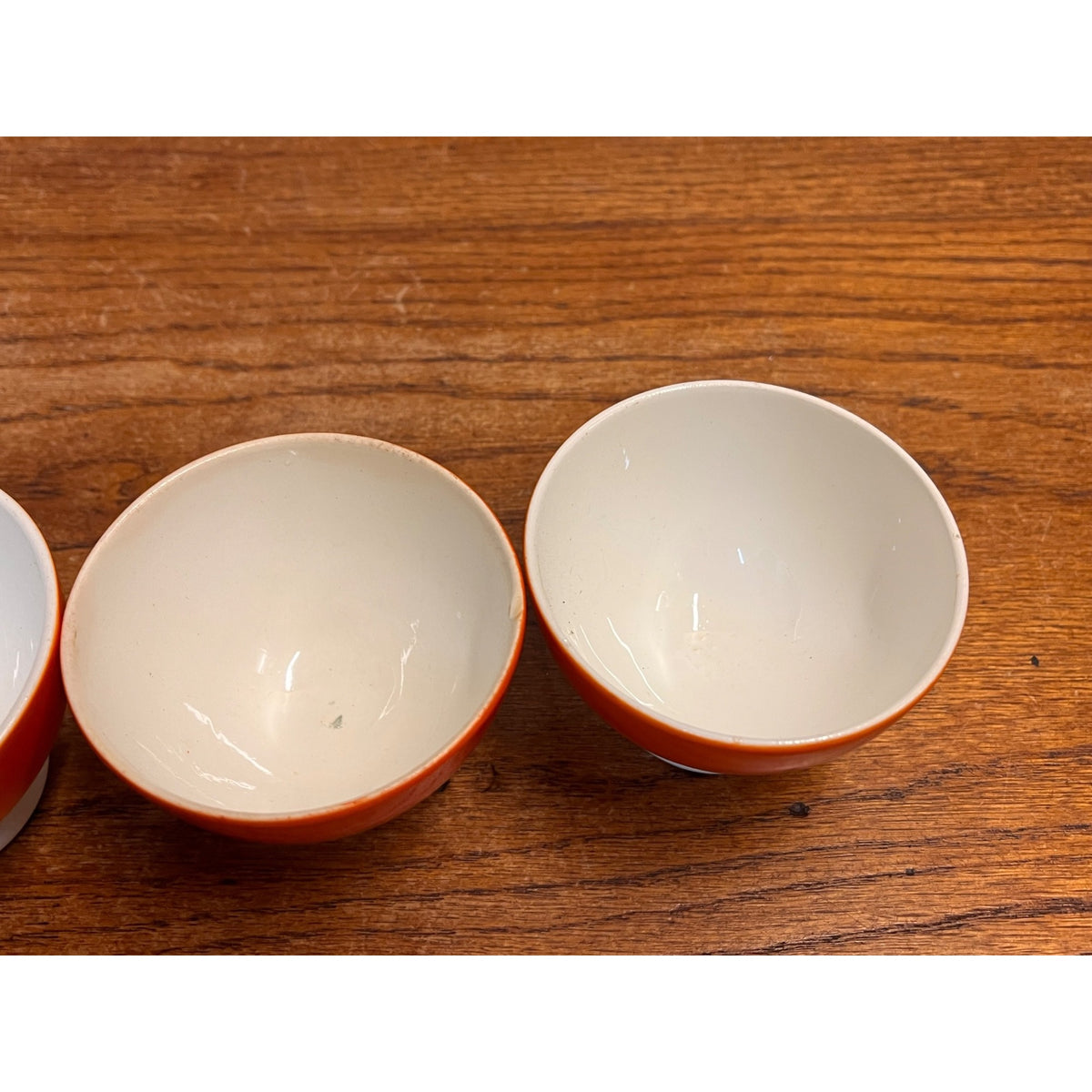 Vintage 1920s Art Deco Société Céramique Maastricht Orange Footed Cups Holland 4pc