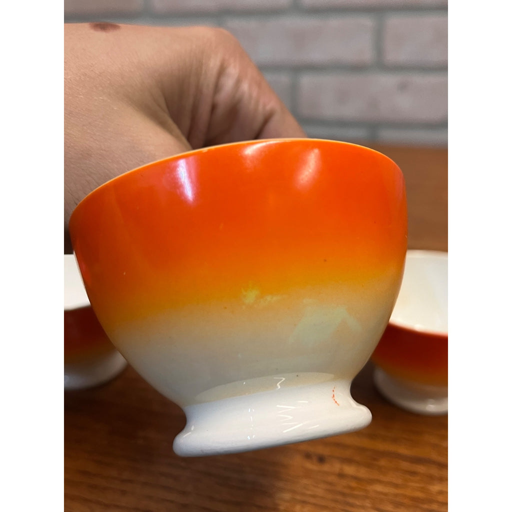 Vintage 1920s Art Deco Société Céramique Maastricht Orange Footed Cups Holland 4pc