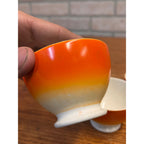Vintage 1920s Art Deco Société Céramique Maastricht Orange Footed Cups Holland 4pc