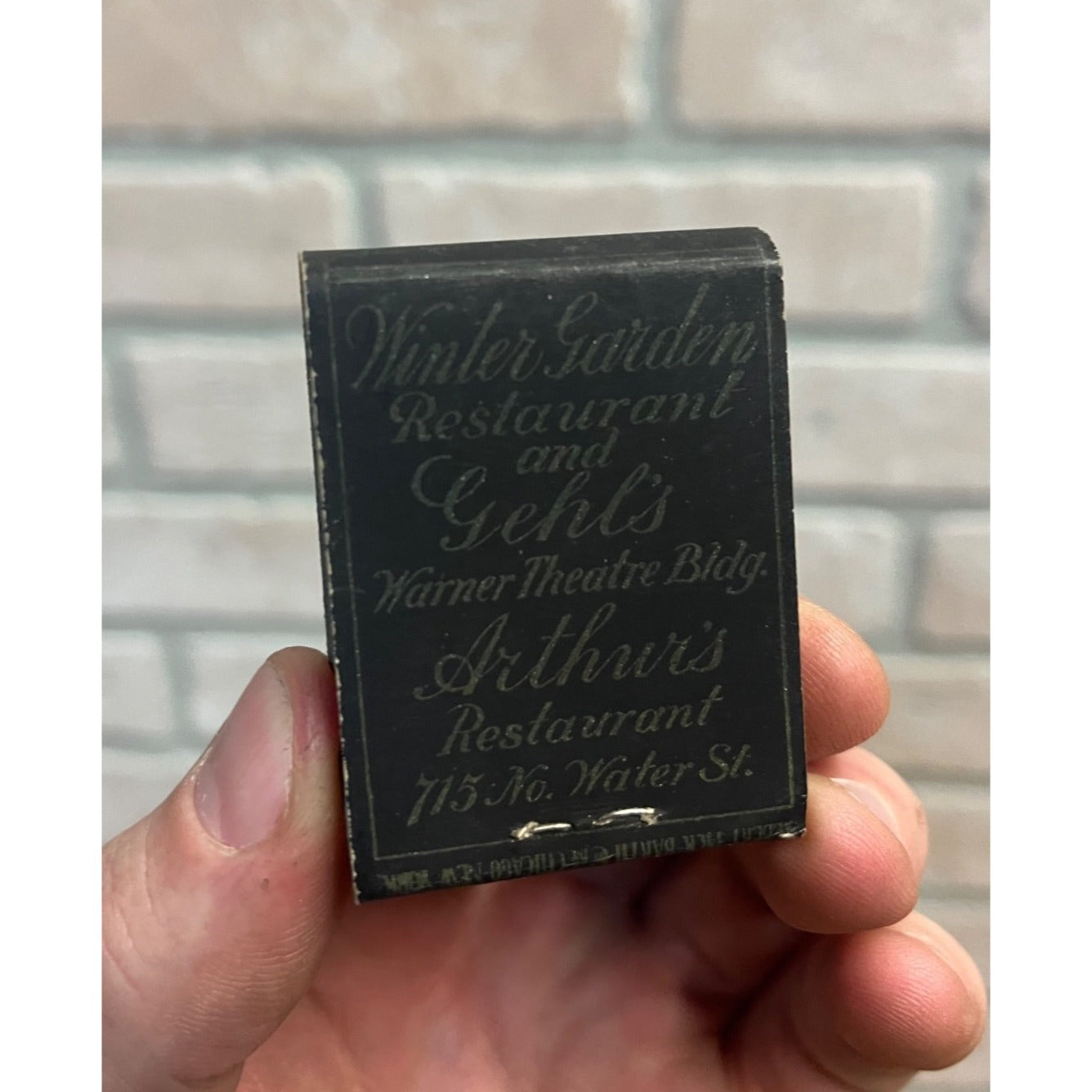 Winter Garden Gehl's Warner Theatre Restaurant Milwaukee Wis FULL Matchbook