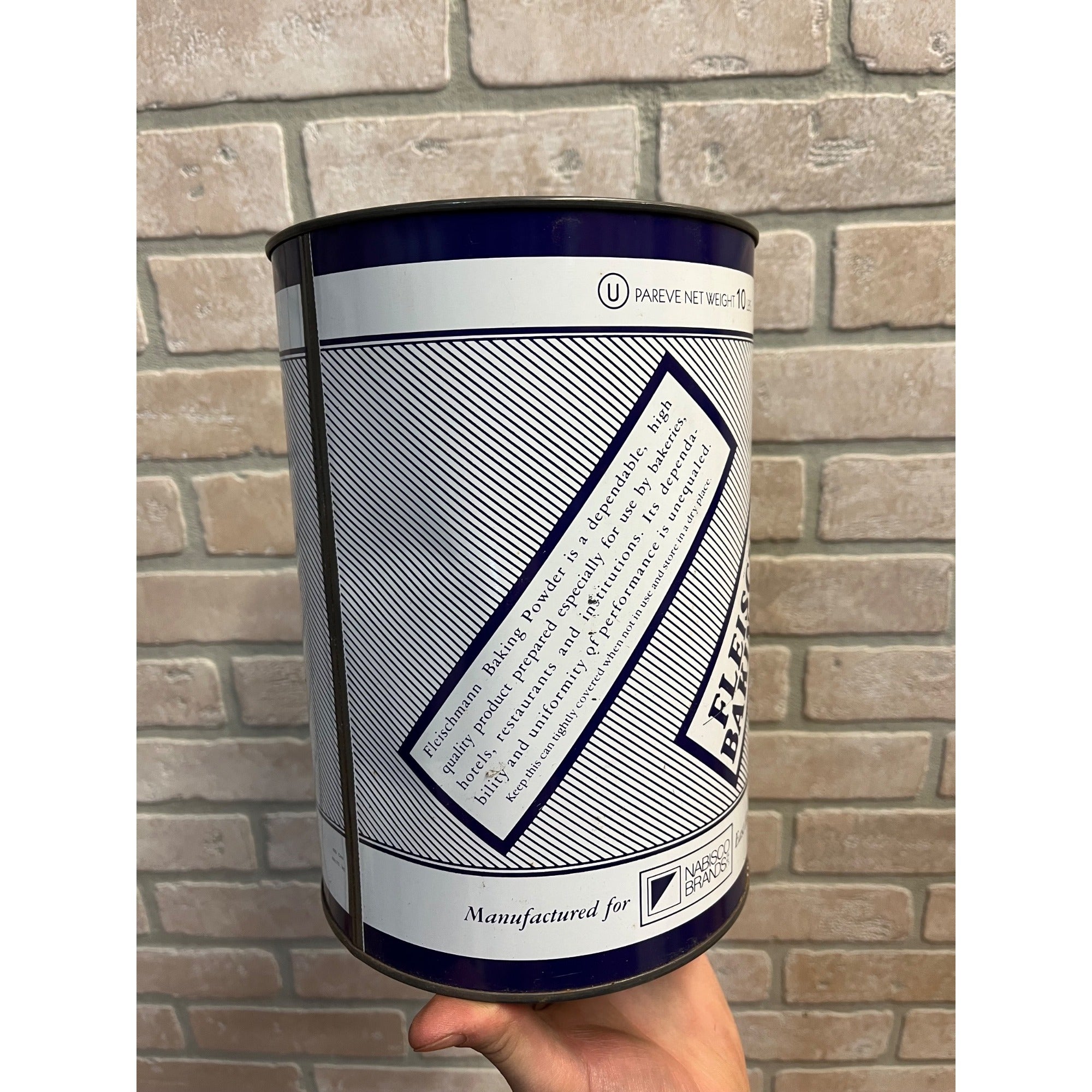 Vintage 1950’s 10 Lb Fleischmann Baking Powder Tin Kitchen Decor EMPTY Nabisco