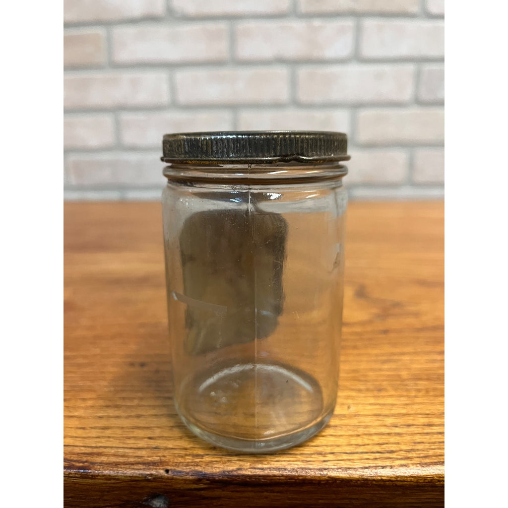 Vintage 1940s KingTaste Sauce Advertising Tin Lid Glass Jar Columbus OH