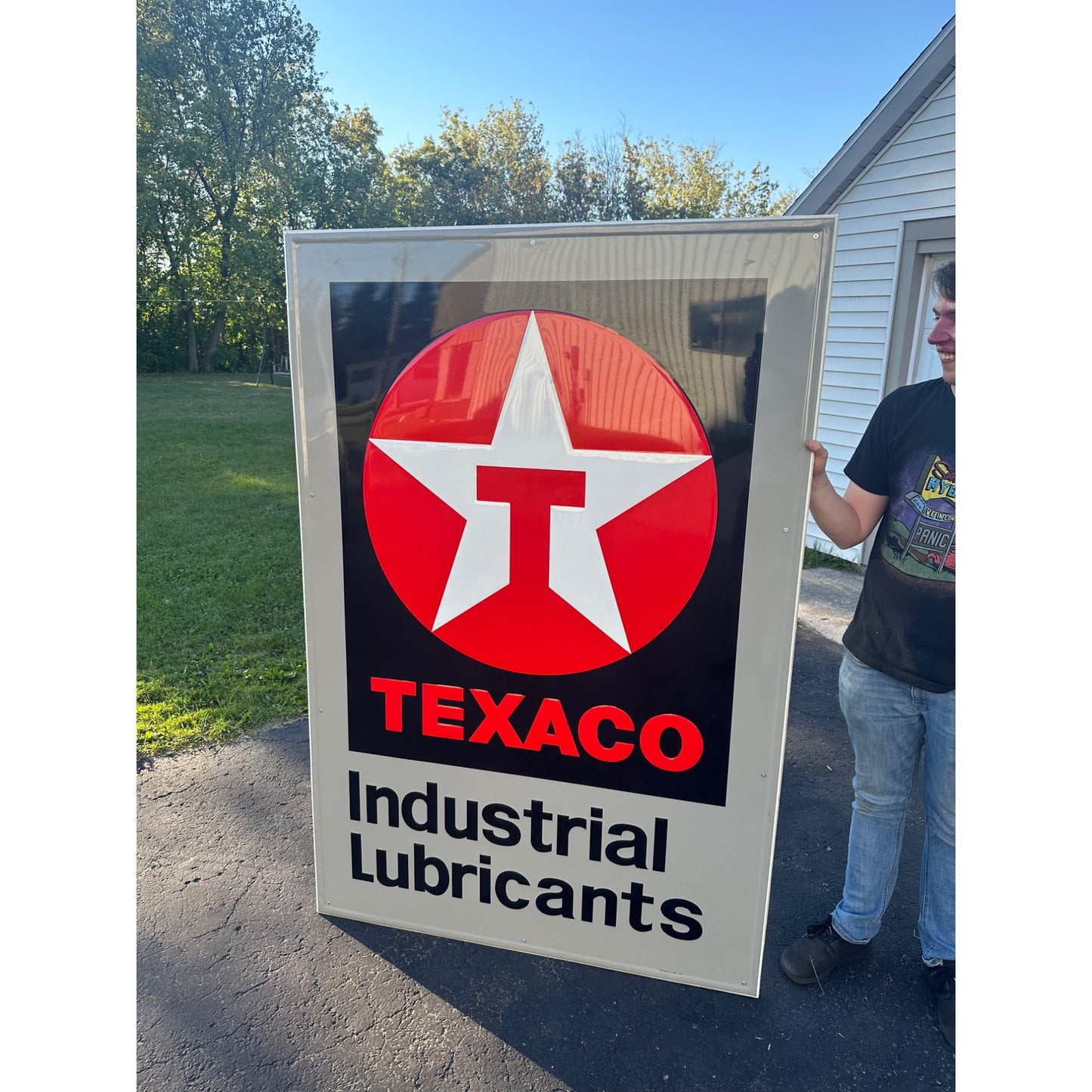 Large 6ft x 4ft Texaco Lubricants Gas Oil Automotvie Sign CLEAN Pressed Embossed