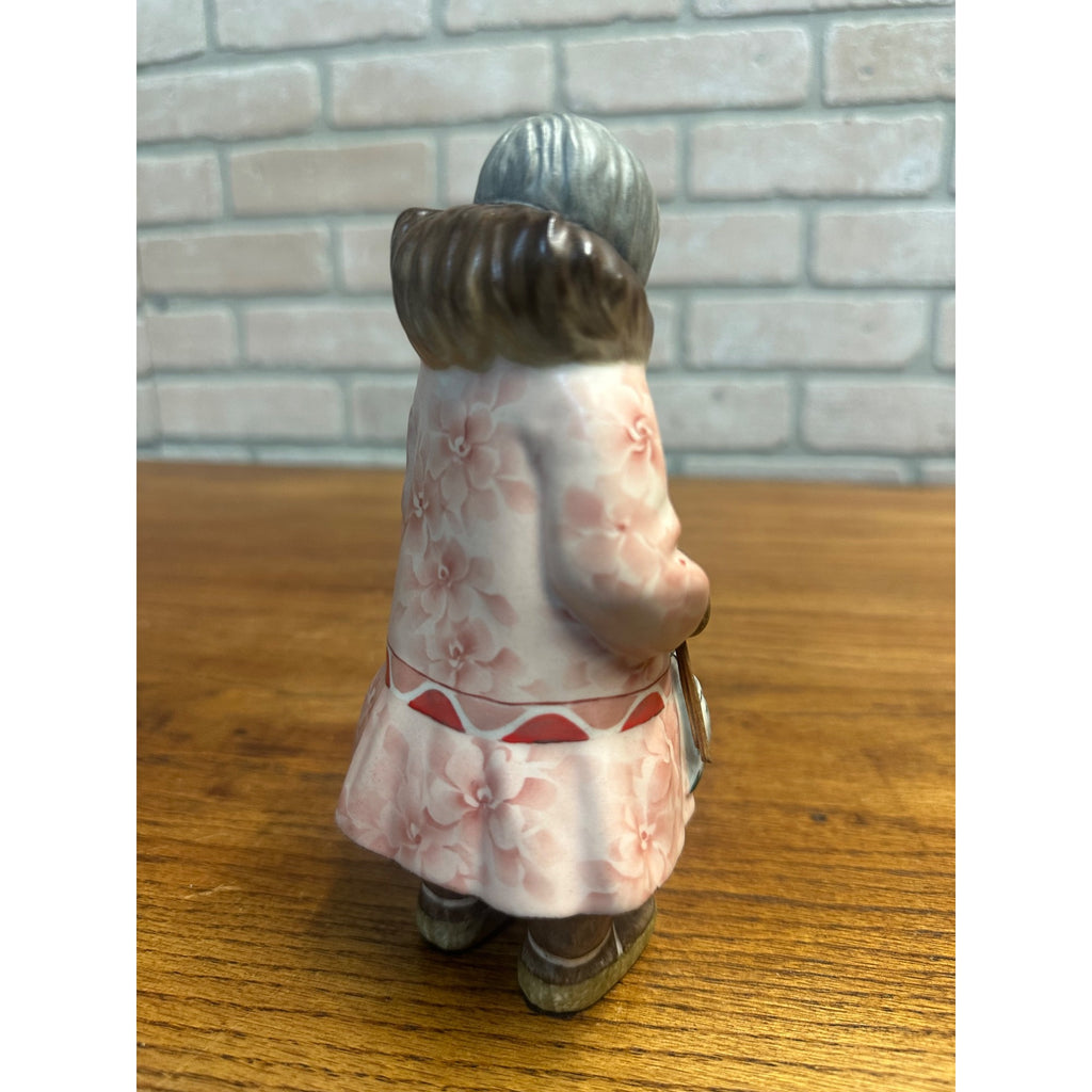 C Alan Johnson Rachel Alaska Inuit Eskimo Figurine Signed 1962 Pink Floral Parka