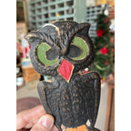 Antique 1920s German Halloween Diecut Owl 7.5" w/ Crepe Transparent Insert