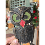 Antique 1920s German Halloween Diecut Owl 7.5" w/ Crepe Transparent Insert