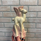 Vintage Rosemeade Pottery North Dakota Deer Doe Vase Light Pink & White