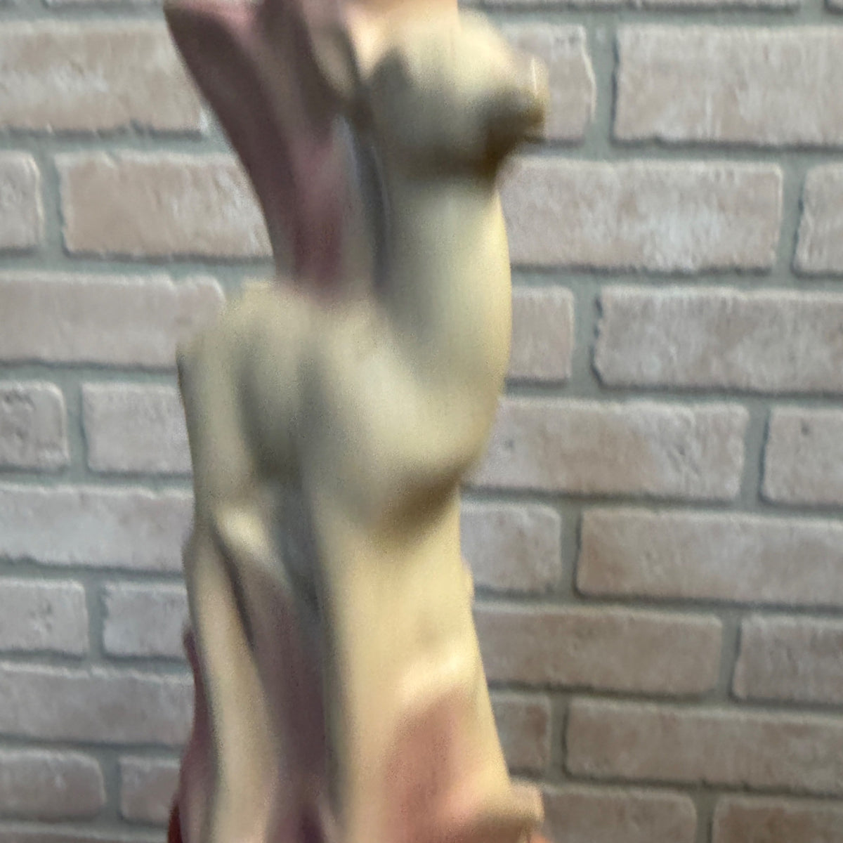 Vintage Rosemeade Pottery North Dakota Deer Doe Vase Light Pink & White