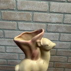 Vintage Rosemeade Pottery North Dakota Deer Doe Vase Light Pink & White