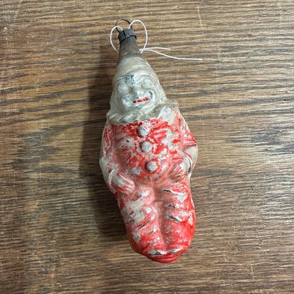 Early Antique Red Suit Clown Mercury Glass Christmas Ornament