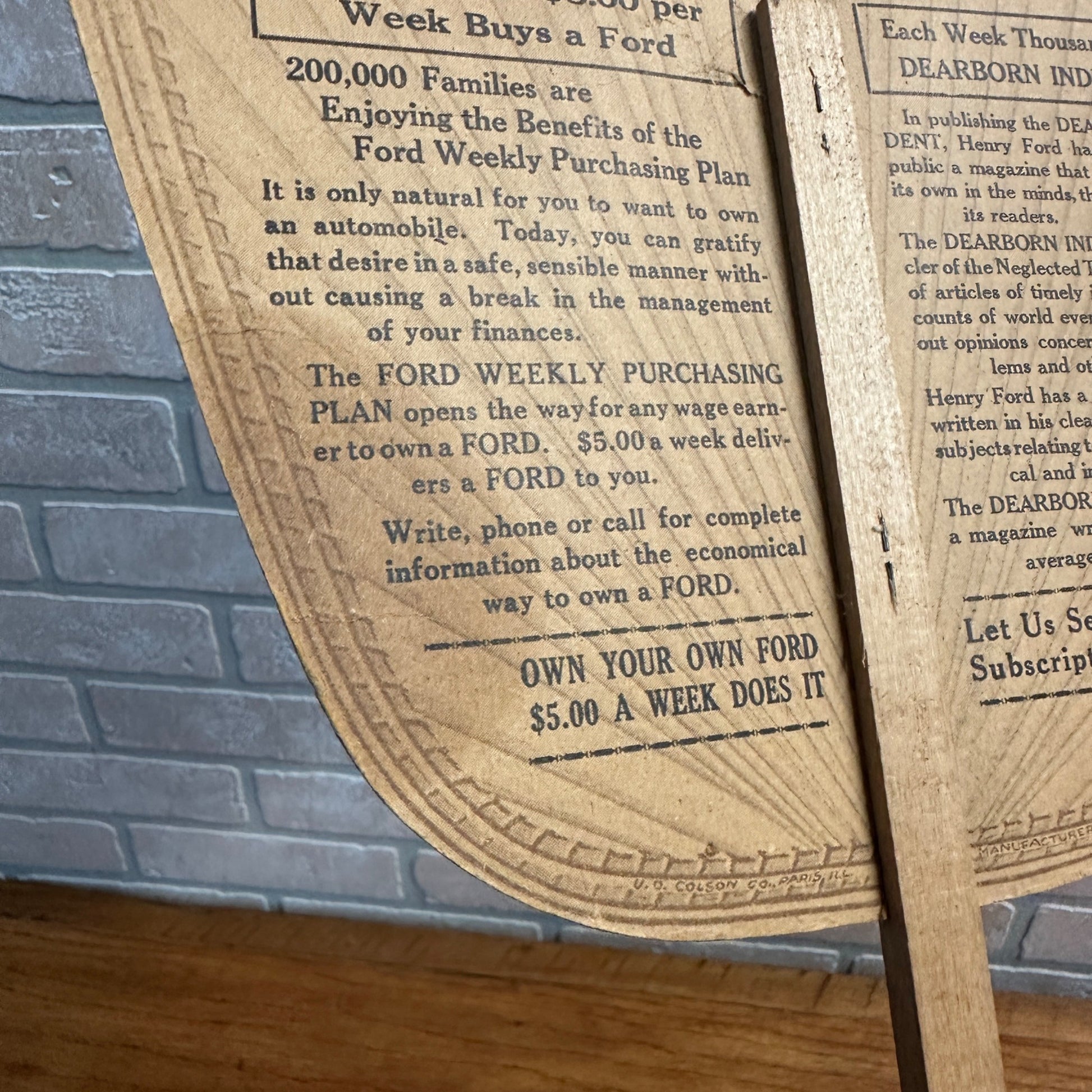 Ford Dealer Fan Promo Schibilsky Motor Co. Plymouth WI 1917