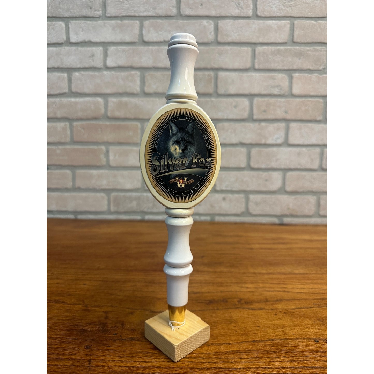 Vintage Wisconsin Brewing Co. Silver Fox Winter Ale Beer Tap Handle