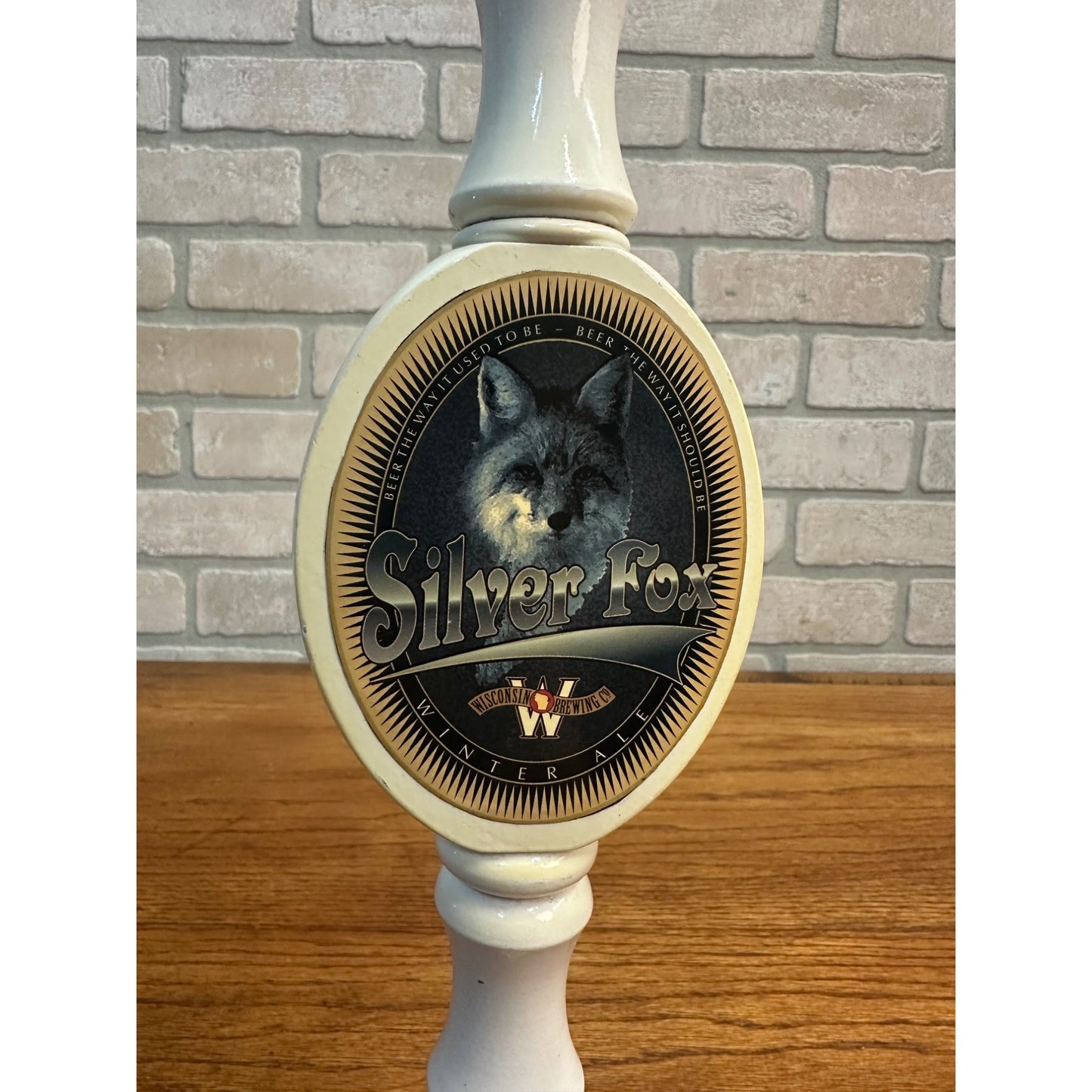 Vintage Wisconsin Brewing Co. Silver Fox Winter Ale Beer Tap Handle