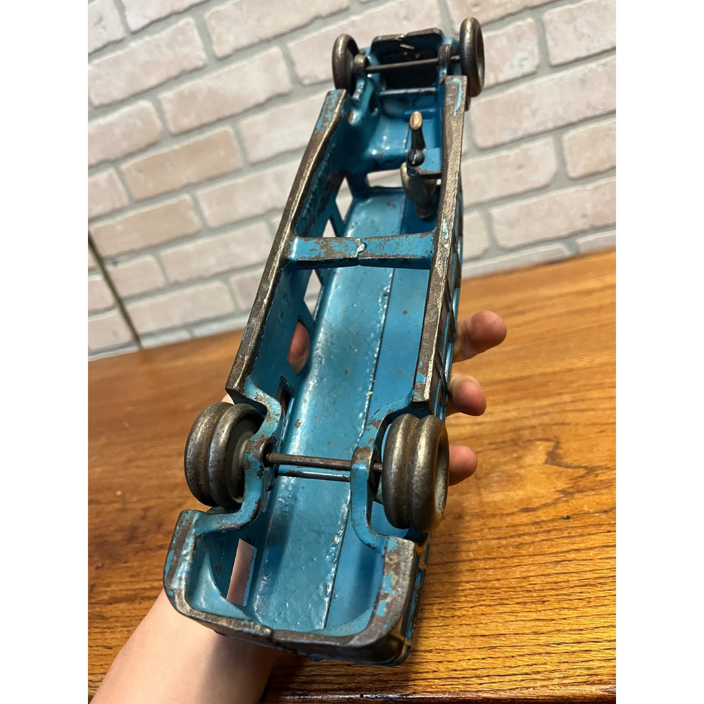 Antique 1920s Arcade Fageol Safety Coach Bus Blue Arcade Cast Iron 12.5" Driver