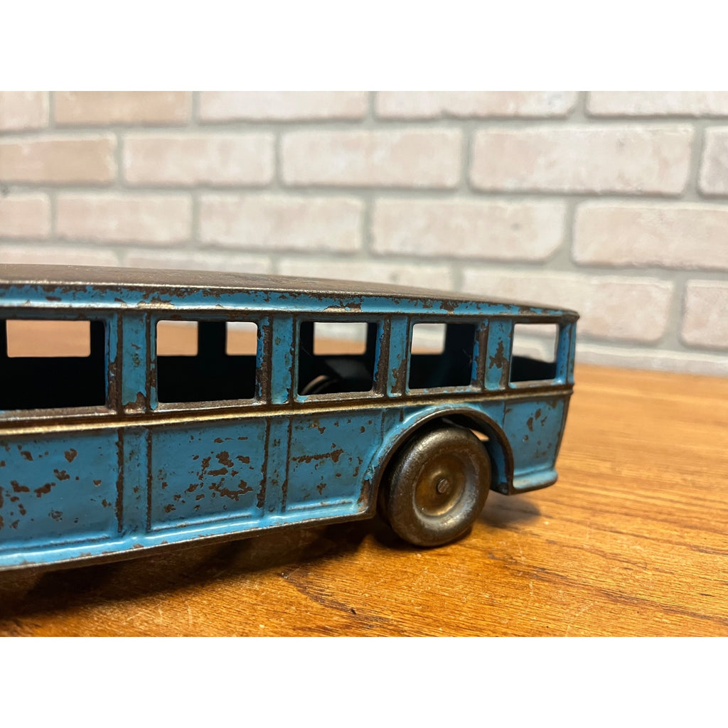 Antique 1920s Arcade Fageol Safety Coach Bus Blue Arcade Cast Iron 12.5" Driver