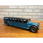 Antique 1920s Arcade Fageol Safety Coach Bus Blue Arcade Cast Iron 12.5" Driver