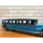 Antique 1920s Arcade Fageol Safety Coach Bus Blue Arcade Cast Iron 12.5" Driver