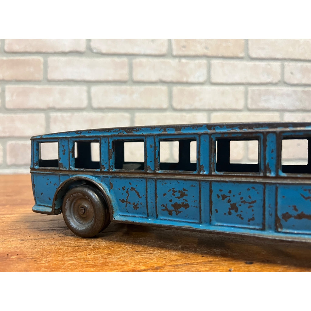 Antique 1920s Arcade Fageol Safety Coach Bus Blue Arcade Cast Iron 12.5" Driver