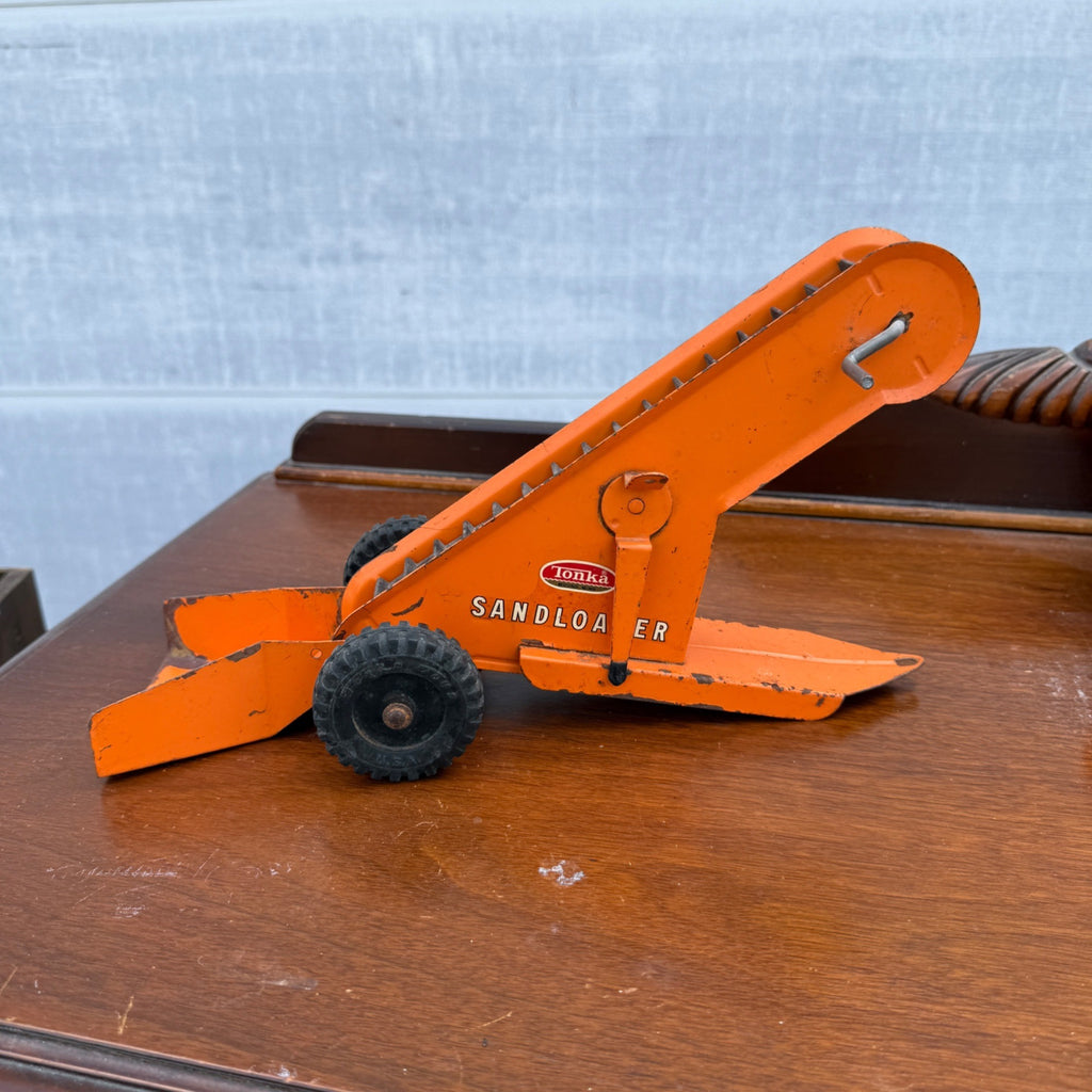Vintage 1960s Tonka Toys Pressed Steel Toy Sand Loader Orange Construction Sandloader