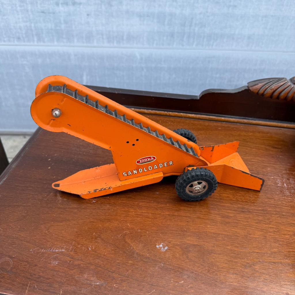 Vintage 1960s Tonka Toys Pressed Steel Toy Sand Loader Orange Construction Sandloader