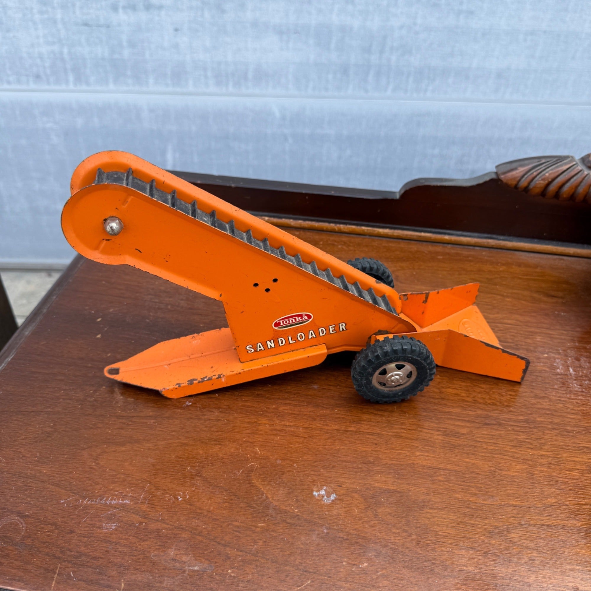 Vintage 1960s Tonka Toys Pressed Steel Toy Sand Loader Orange Construction Sandloader