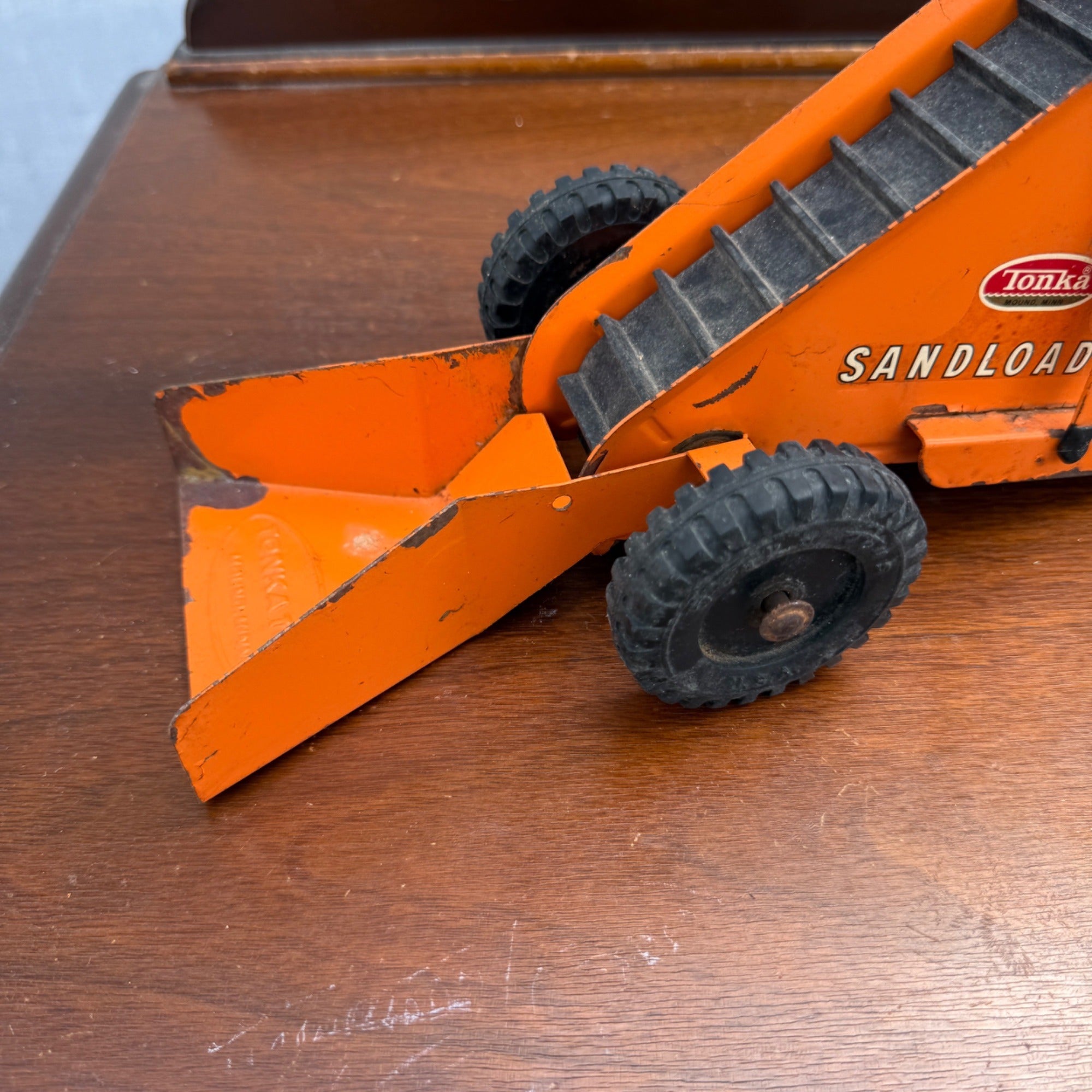 Vintage 1960s Tonka Toys Pressed Steel Toy Sand Loader Orange Construction Sandloader