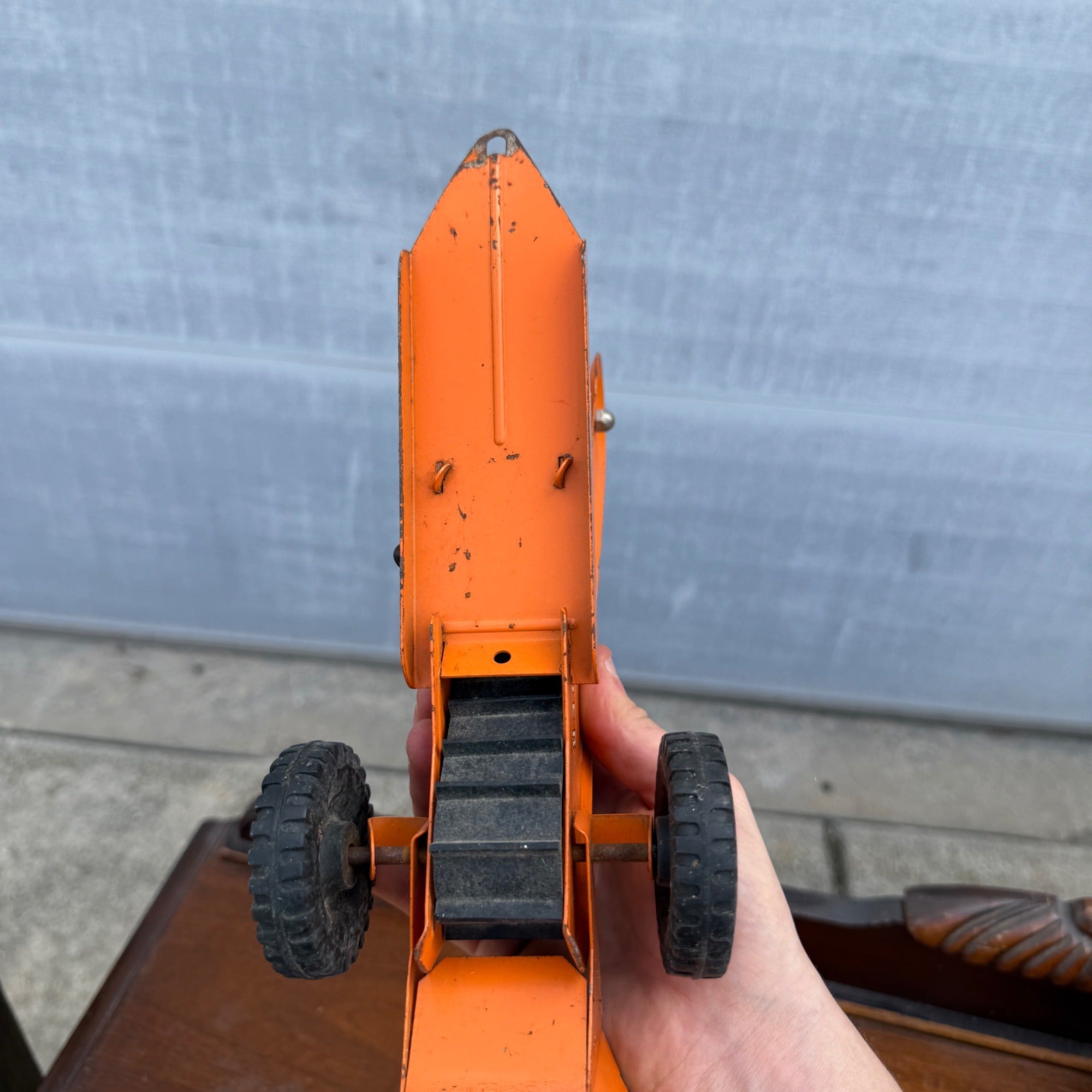Vintage 1960s Tonka Toys Pressed Steel Toy Sand Loader Orange Construction Sandloader