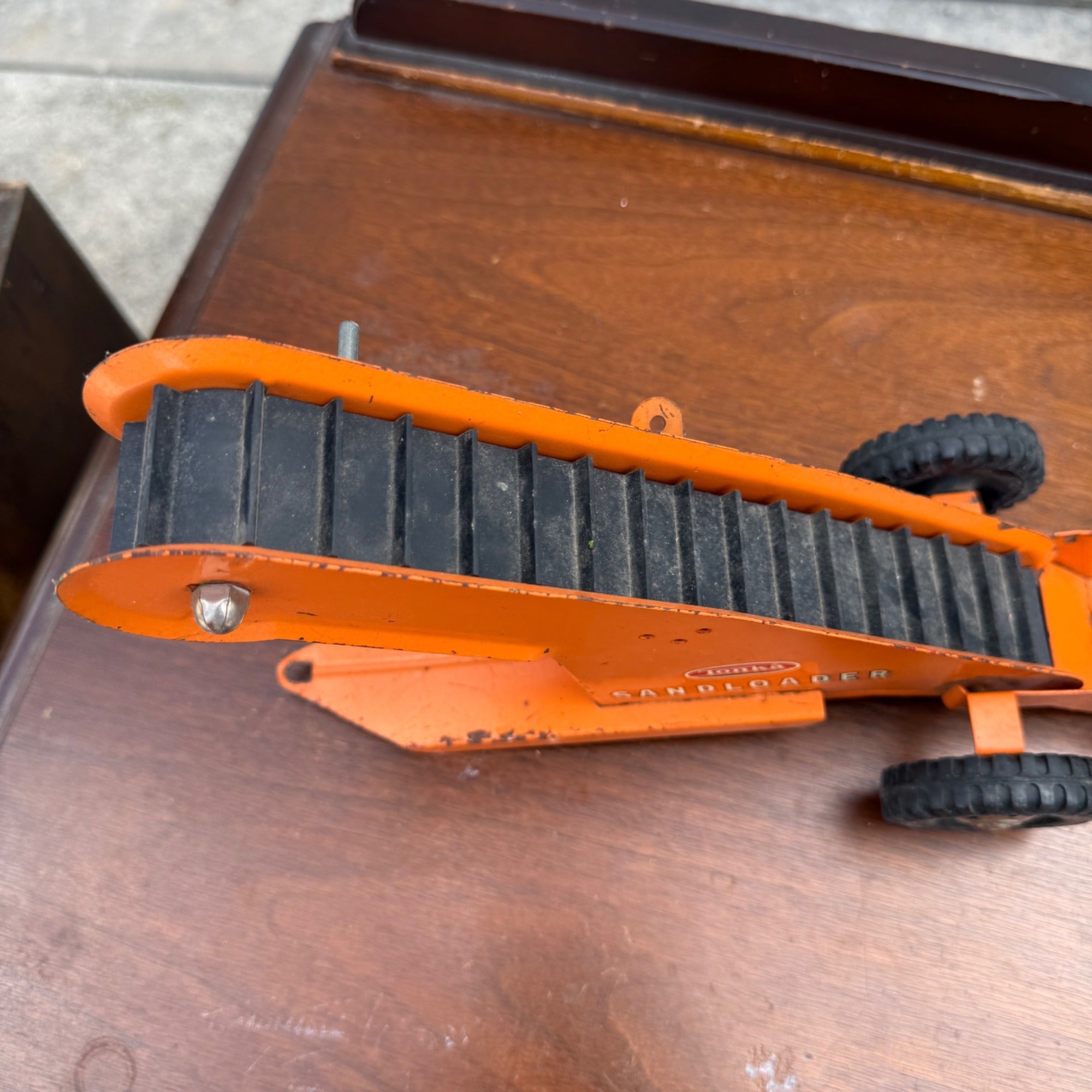 Vintage 1960s Tonka Toys Pressed Steel Toy Sand Loader Orange Construction Sandloader