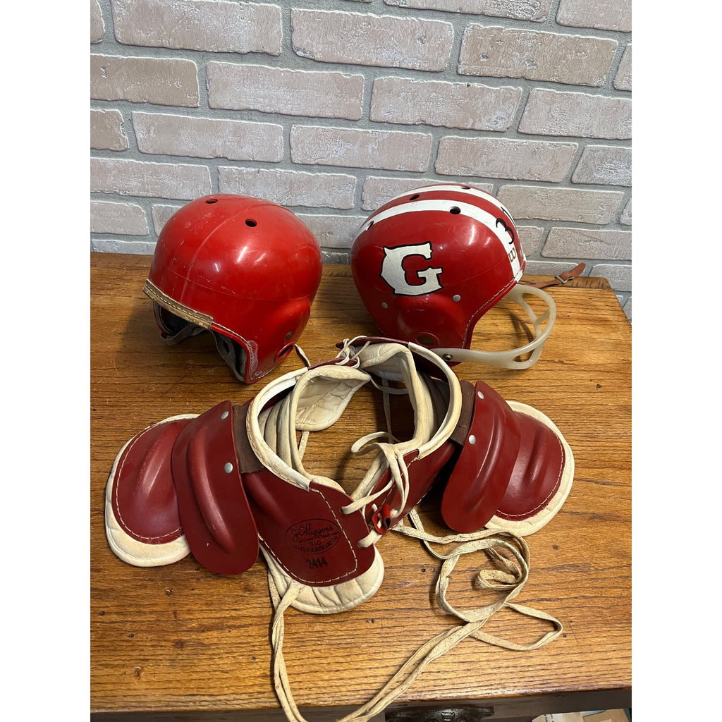 Vintage Football Plastic Helmets Shoulder Pads Youth Size Rawlings Wilson