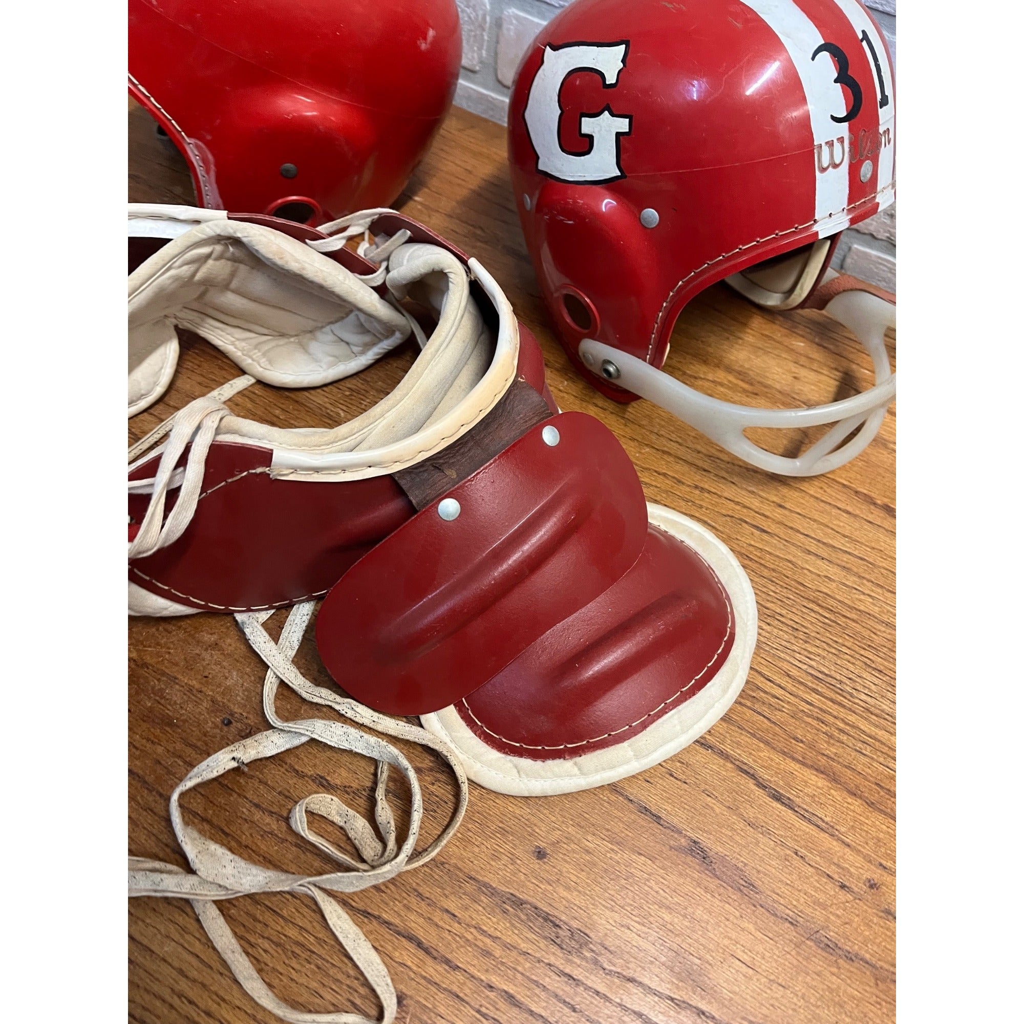 Vintage Football Plastic Helmets Shoulder Pads Youth Size Rawlings Wilson
