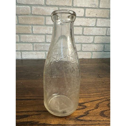 Vintage Gridley Dairy One Quart Glass Milk Bottle Milwaukee Wisconsin