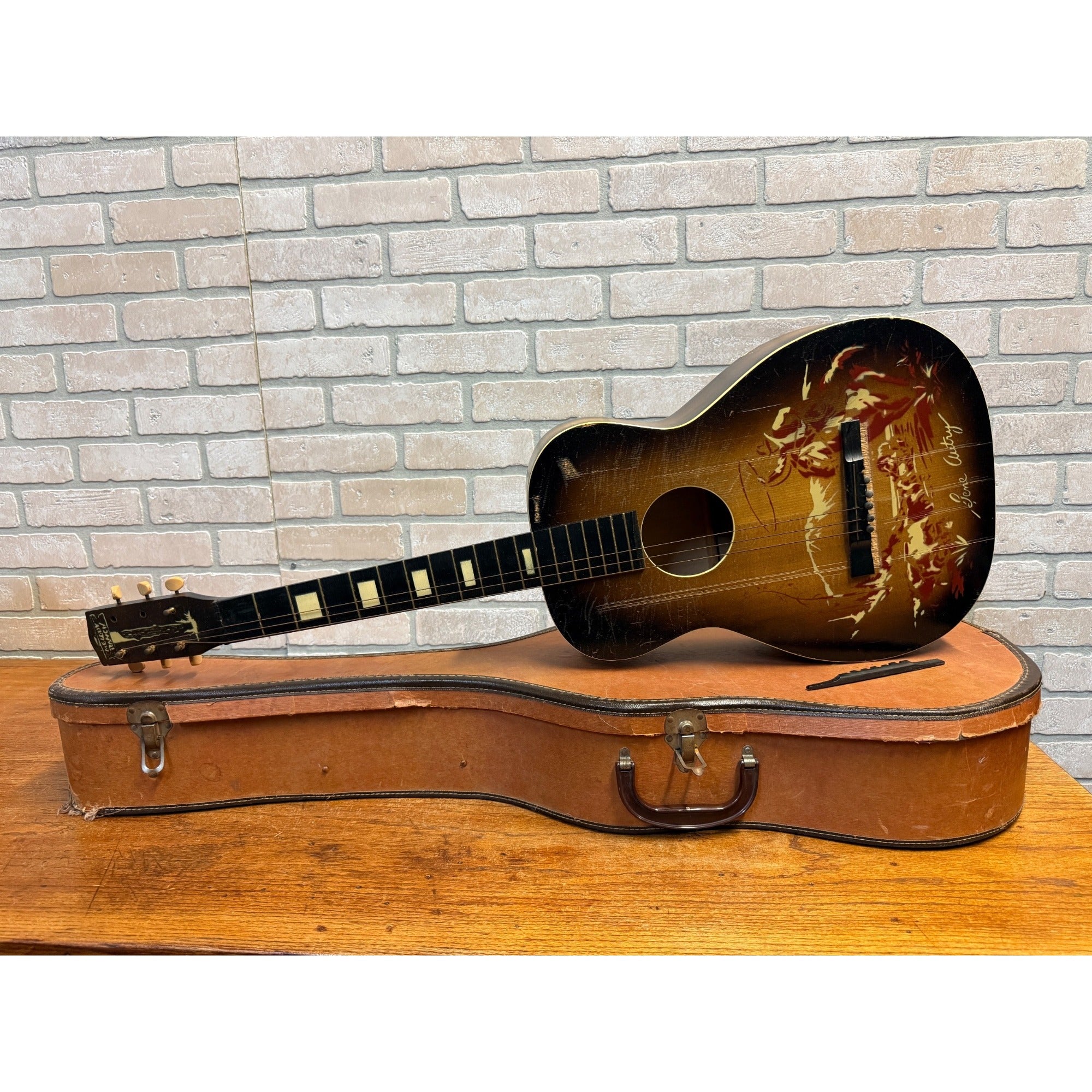 Vintage Gene Autry 1943 Melody Ranch Cowboy Parlor Youth Guitar For parts