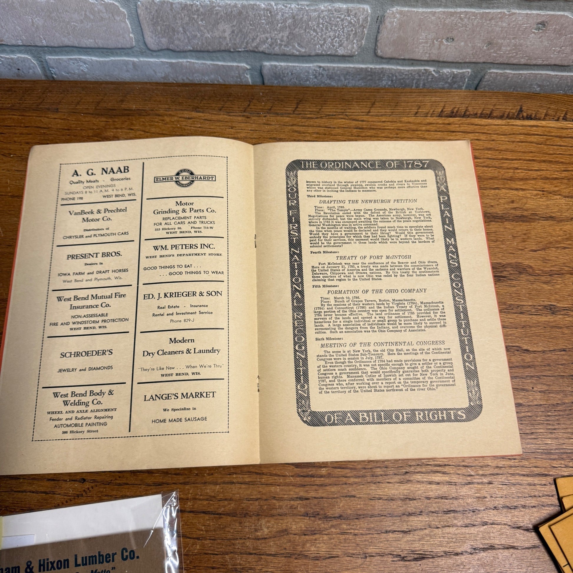 Vintage 1938 West Bend Wisconsin Freedom March Booklet Abraham Lincoln