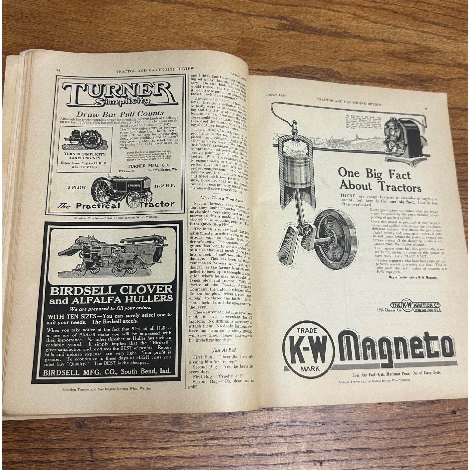 Vintage Tractor & Gas Engine Review August 1920 Magazine Wisconsin Ads Deere Moline