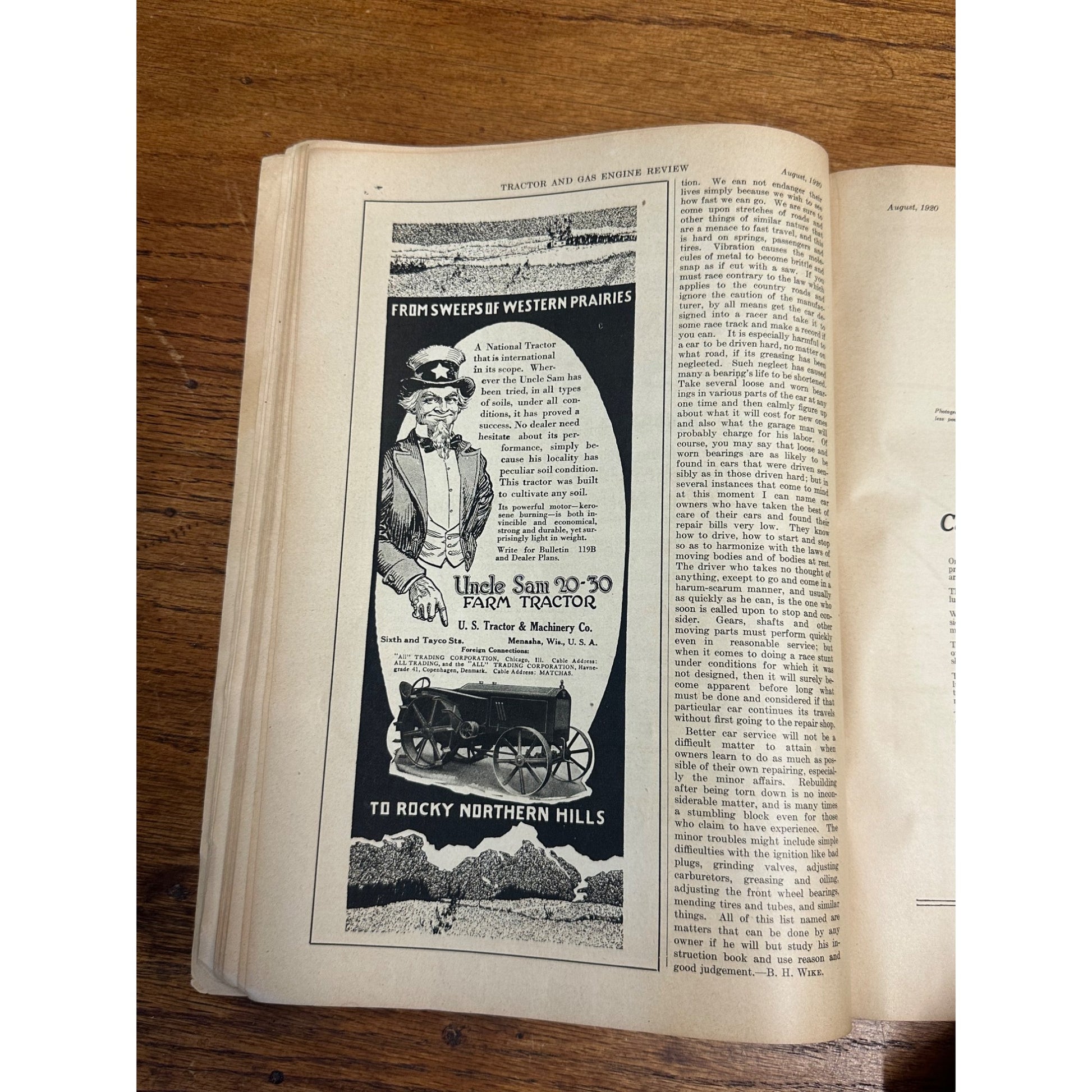 Vintage Tractor & Gas Engine Review August 1920 Magazine Wisconsin Ads Deere Moline