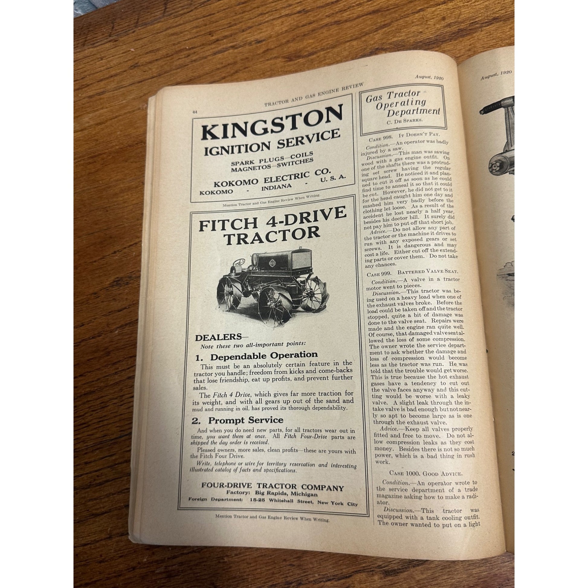 Vintage Tractor & Gas Engine Review August 1920 Magazine Wisconsin Ads Deere Moline