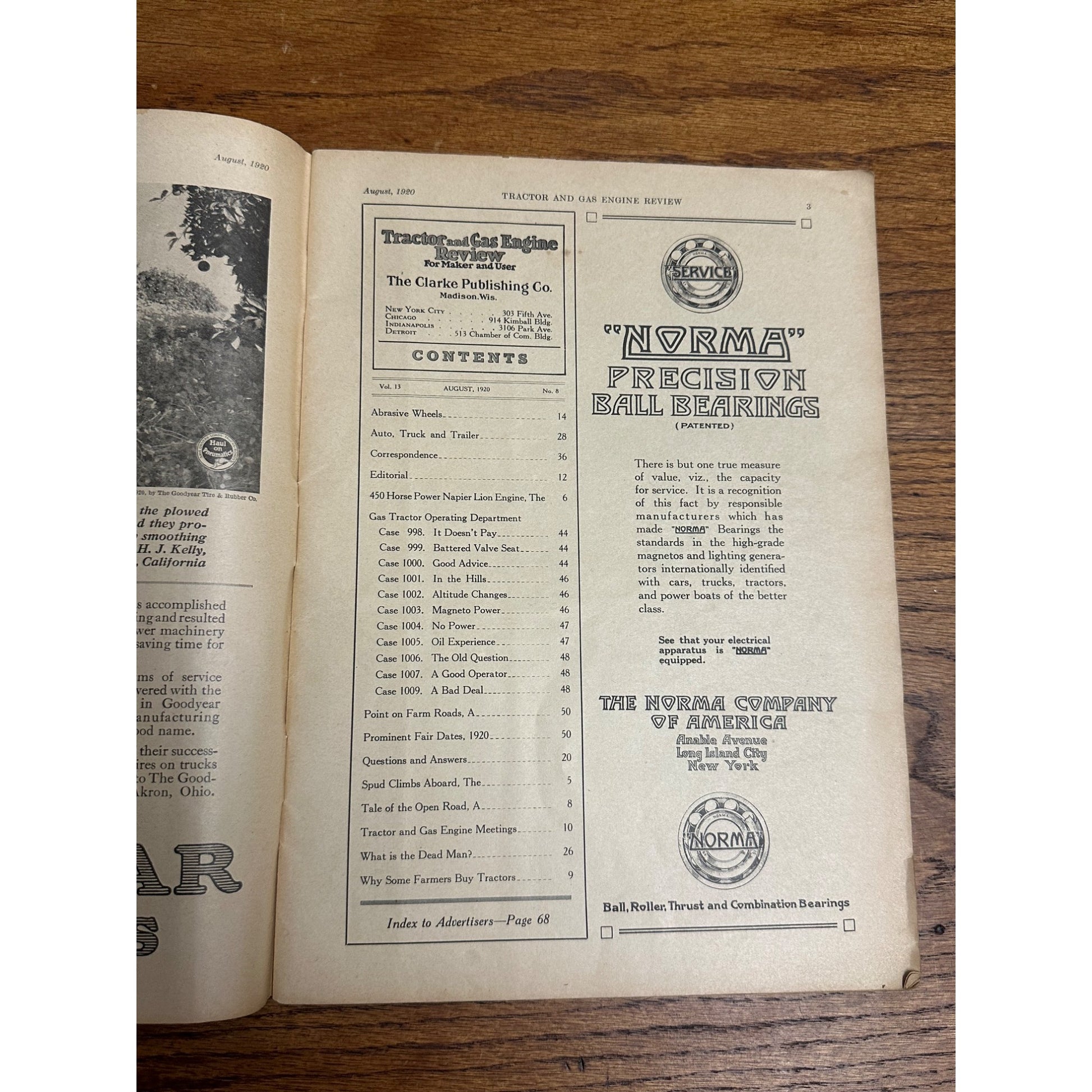 Vintage Tractor & Gas Engine Review August 1920 Magazine Wisconsin Ads Deere Moline