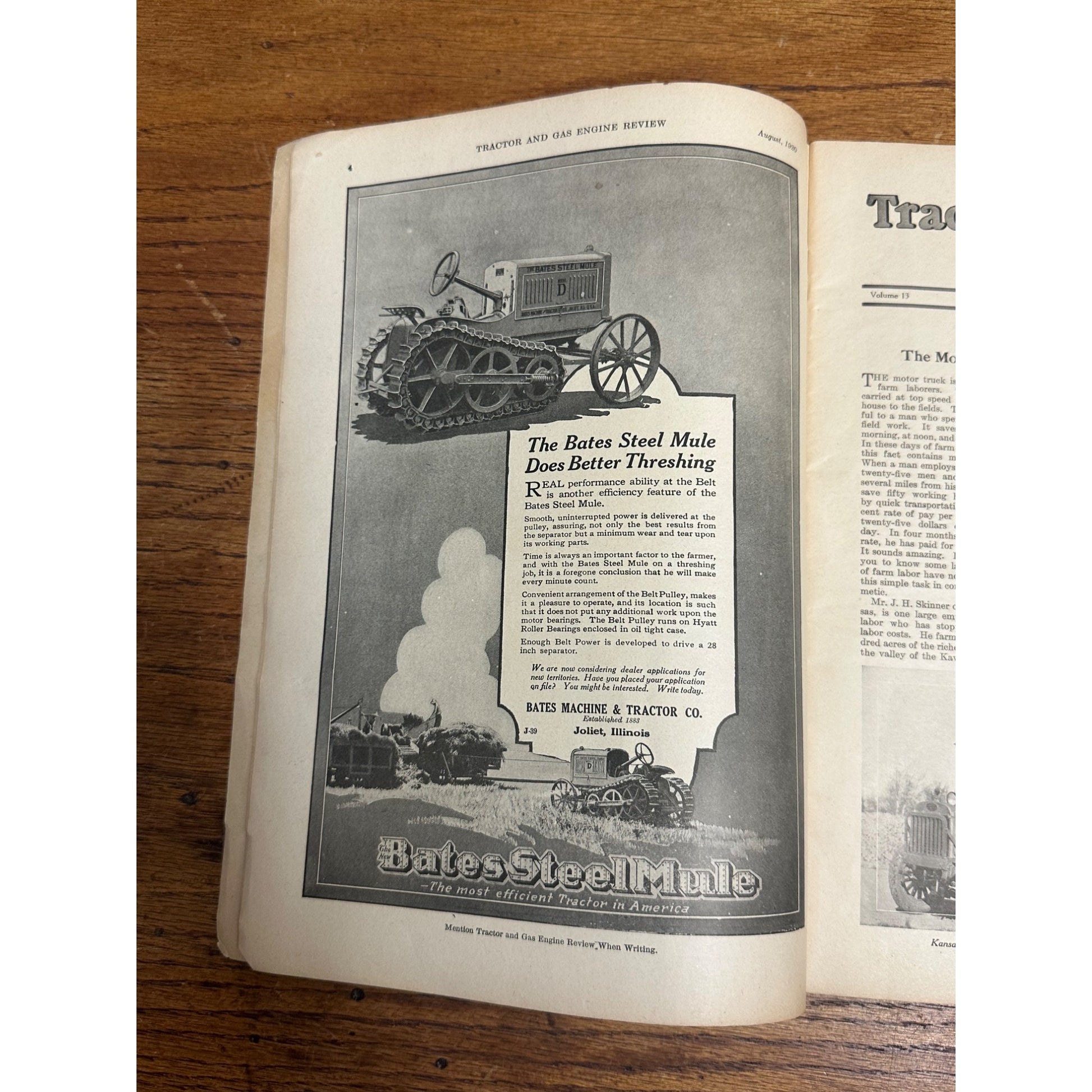 Vintage Tractor & Gas Engine Review August 1920 Magazine Wisconsin Ads Deere Moline