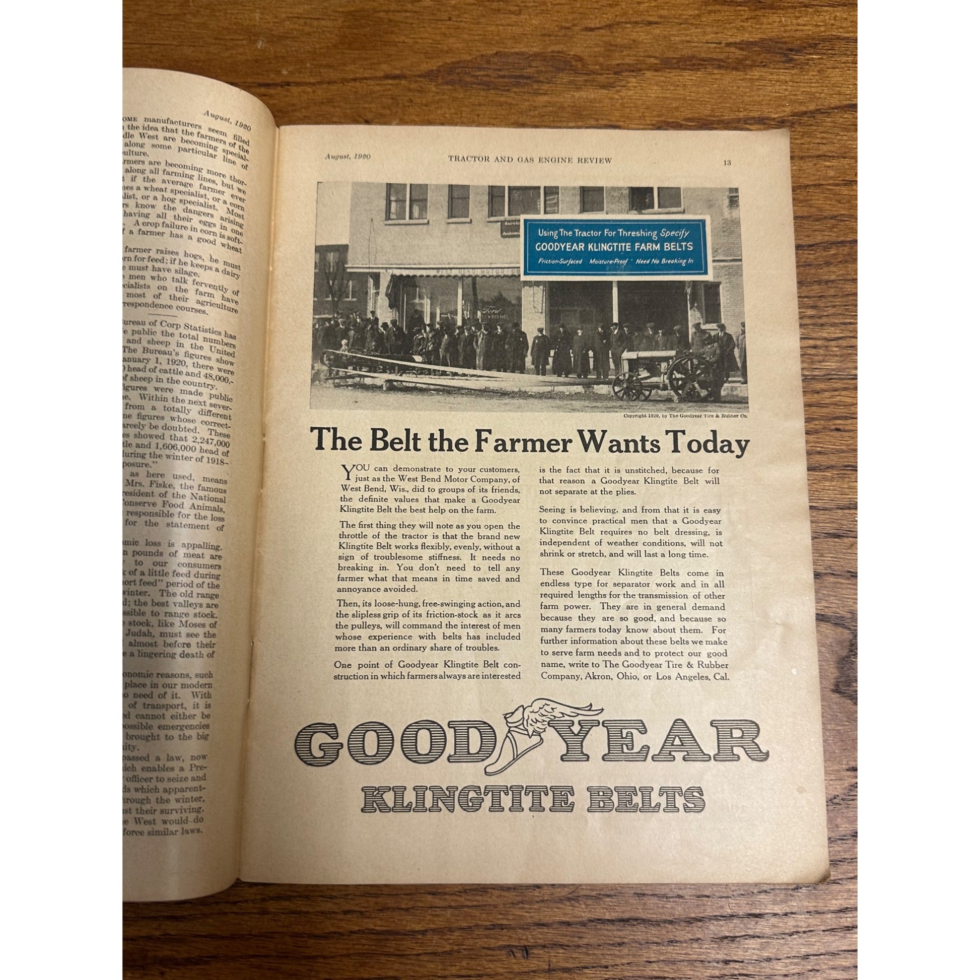 Vintage Tractor & Gas Engine Review August 1920 Magazine Wisconsin Ads Deere Moline
