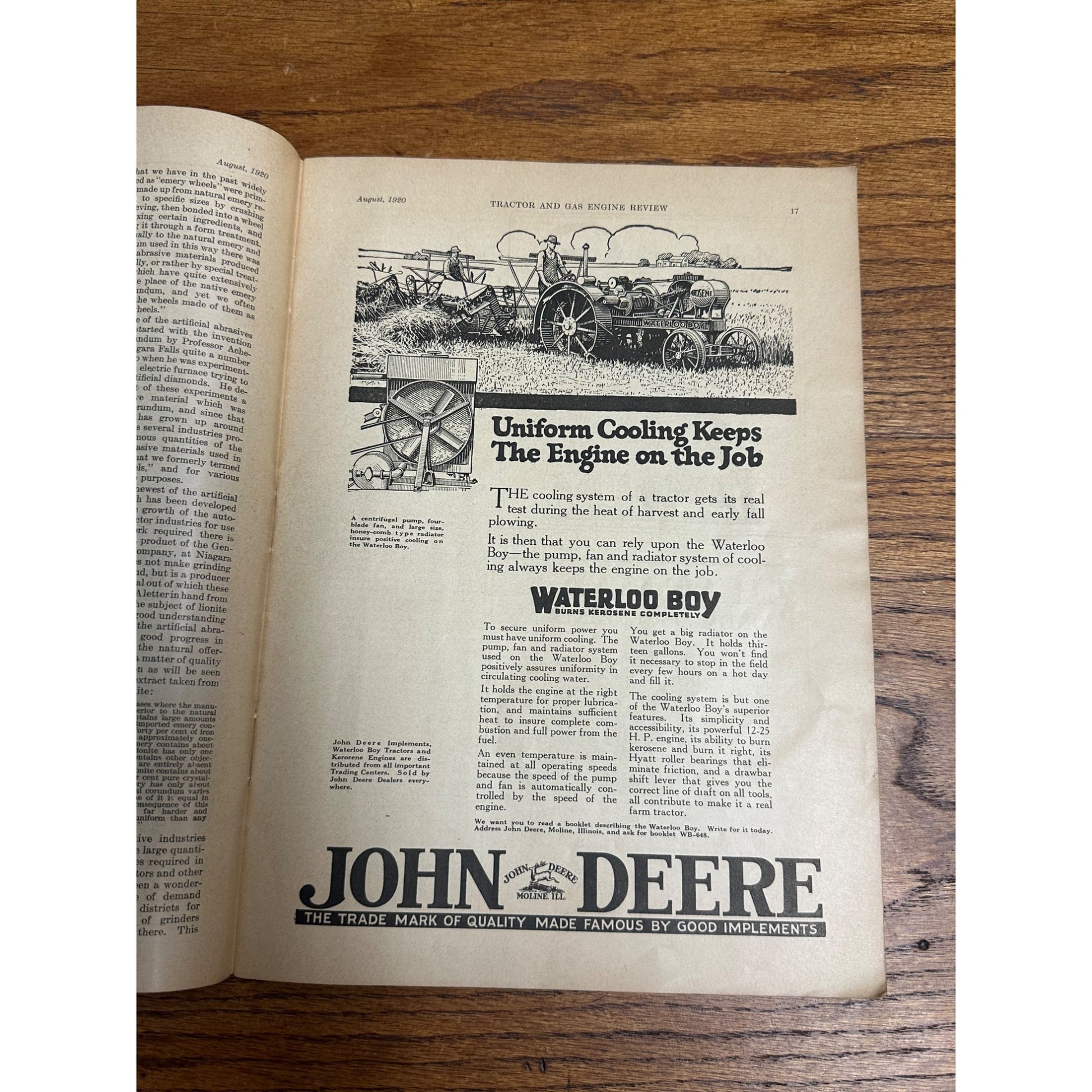 Vintage Tractor & Gas Engine Review August 1920 Magazine Wisconsin Ads Deere Moline