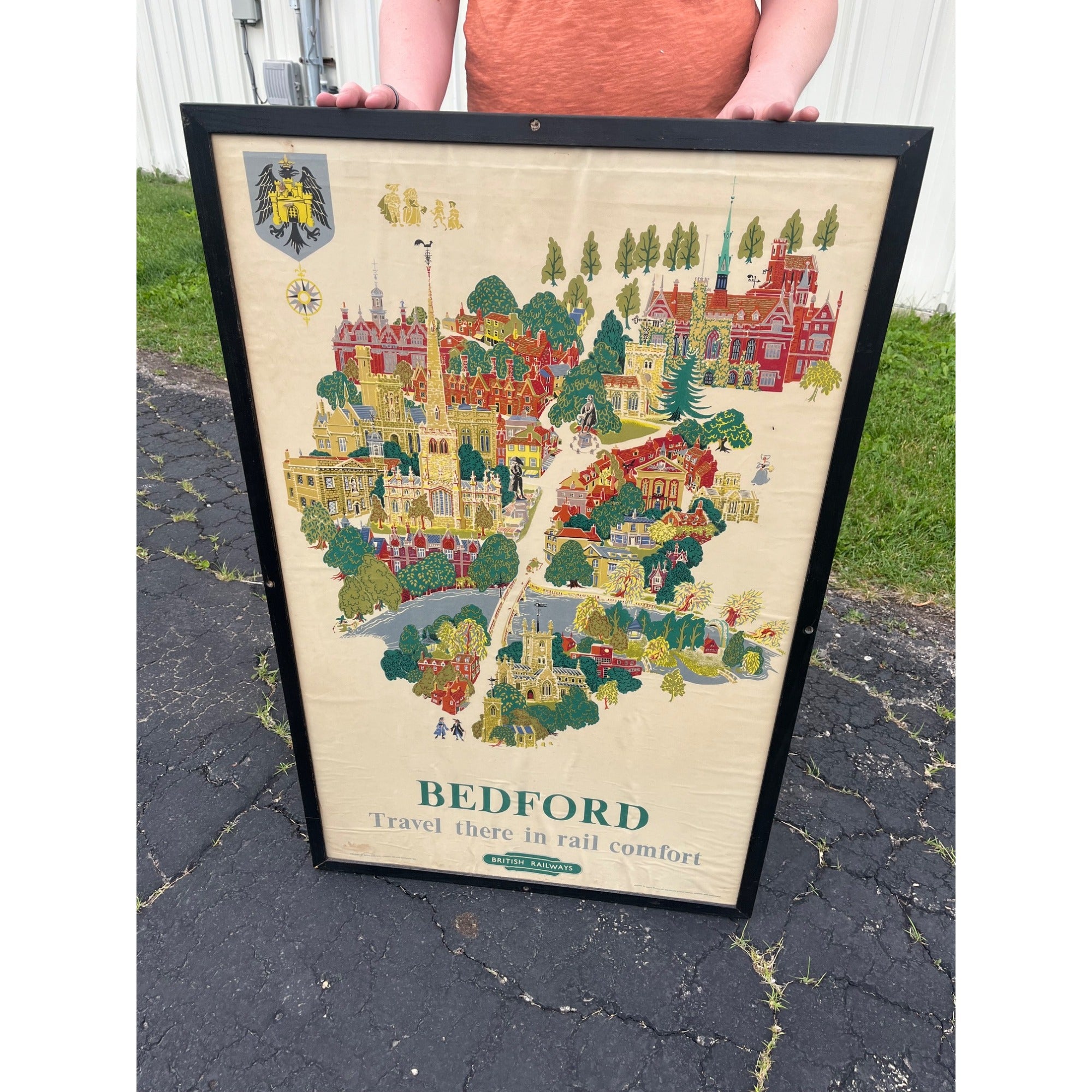 Original Vintage 1953 Bedford British Railways Travel Poster Framed