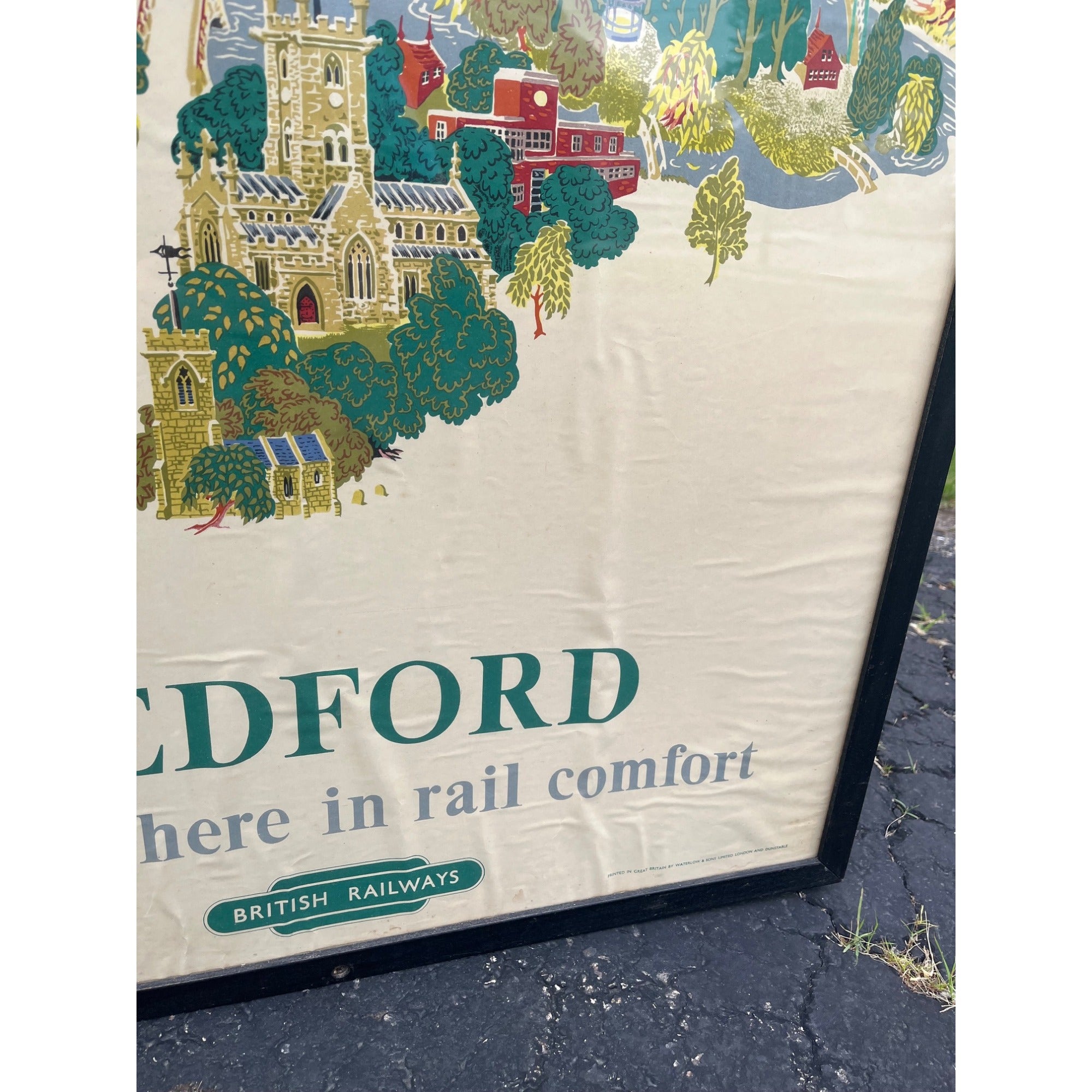 Original Vintage 1953 Bedford British Railways Travel Poster Framed