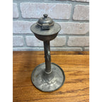 Antique Primitive 19th c. Whale Oil Lard Betty Oil Lamp Pewter 8" Farmhouse