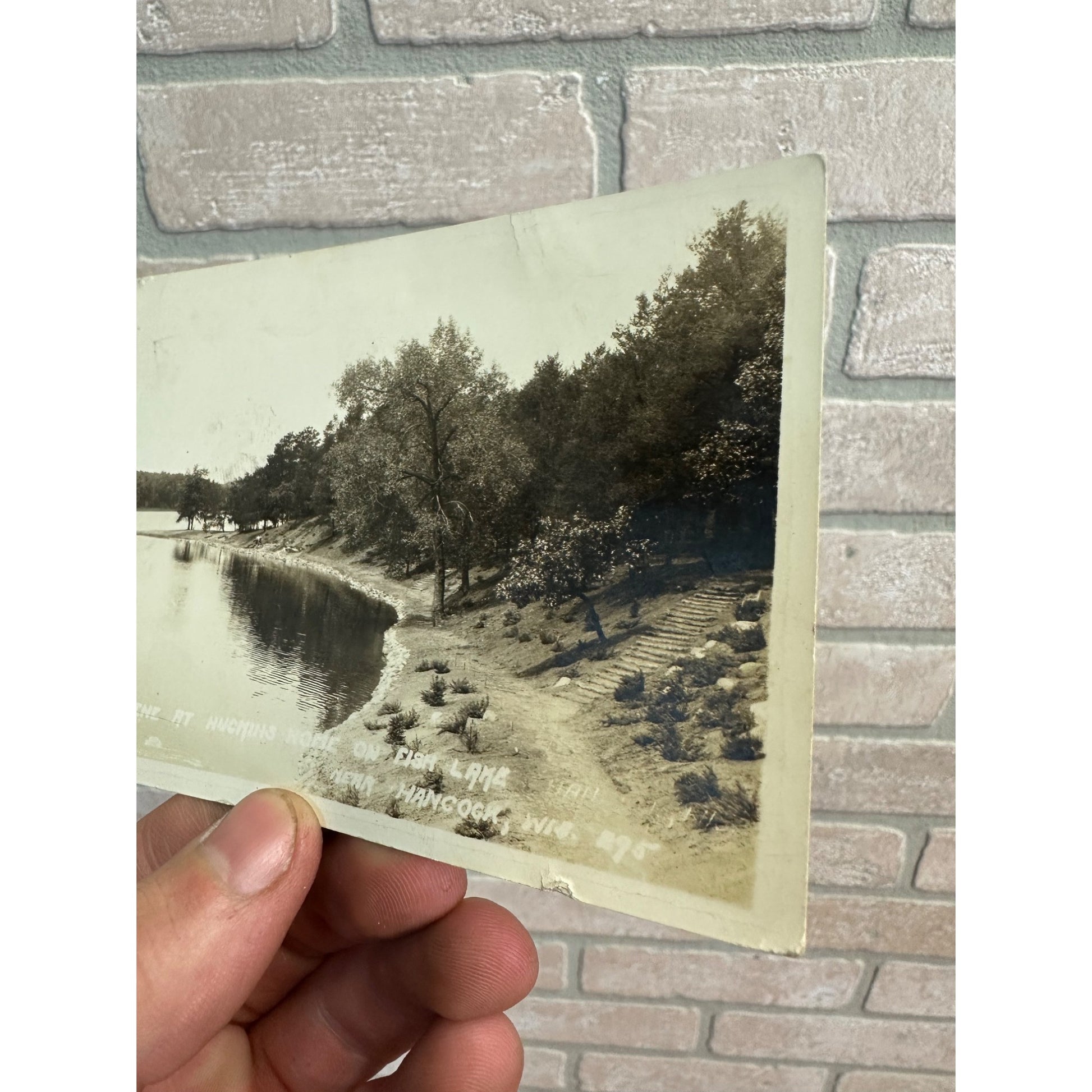 Hancock Wis RPPC Postcard Fish Lake Shore Huchins Home Wisconsin Photo 1933