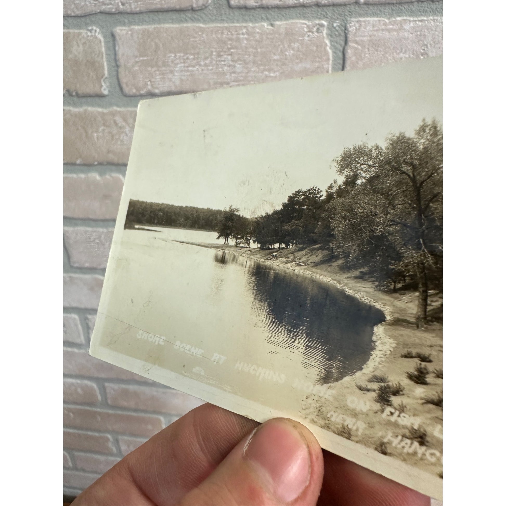 Hancock Wis RPPC Postcard Fish Lake Shore Huchins Home Wisconsin Photo 1933