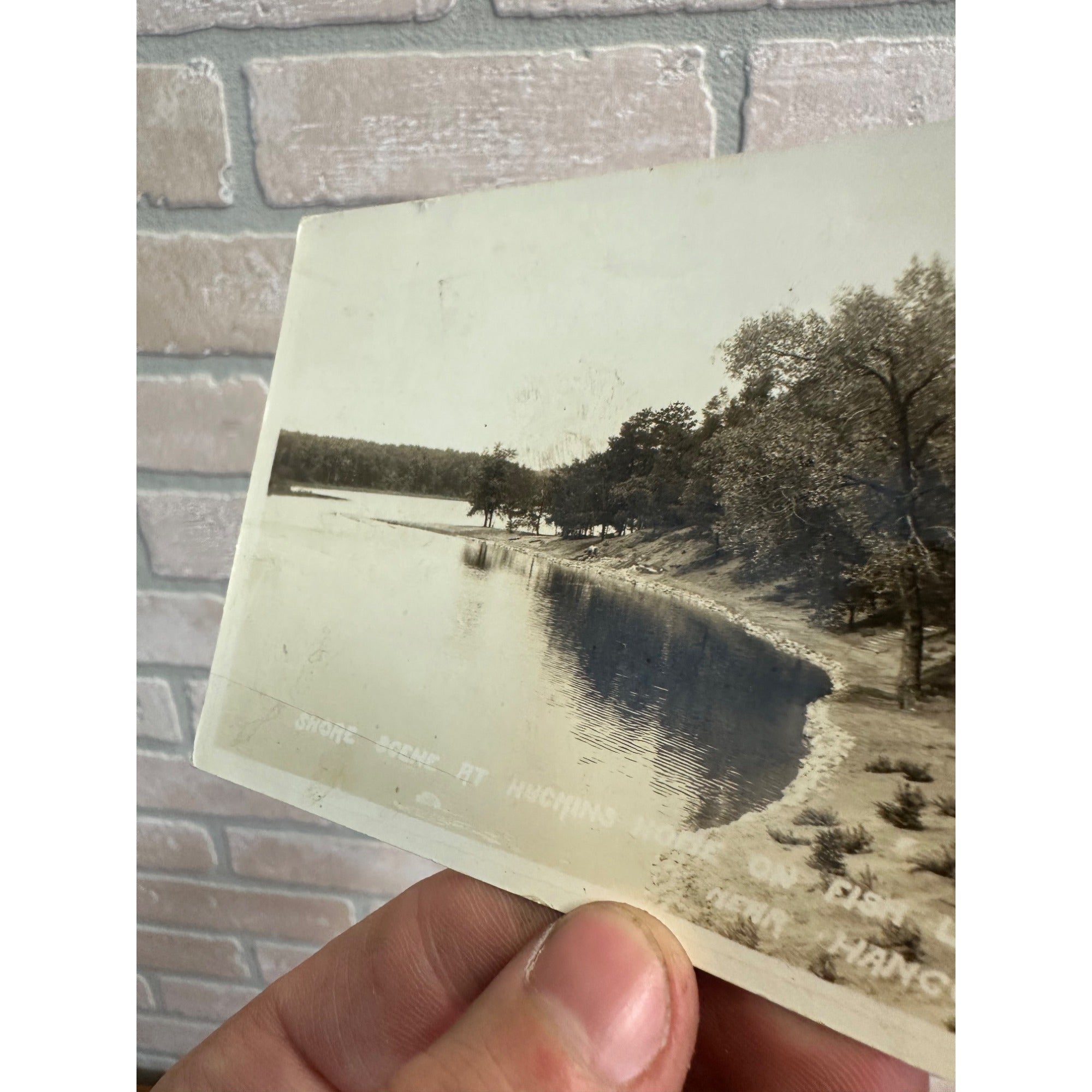 Hancock Wis RPPC Postcard Fish Lake Shore Huchins Home Wisconsin Photo 1933