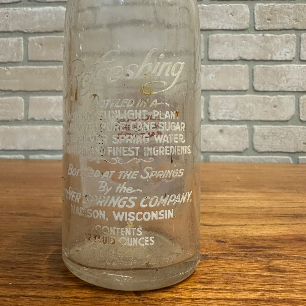 Vtg Silver Springs Beverages Glass Soda Bottle Madison WI 12oz