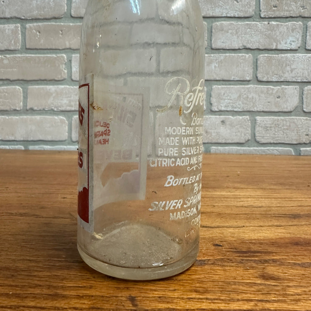 Vtg Silver Springs Beverages Glass Soda Bottle Madison WI 12oz